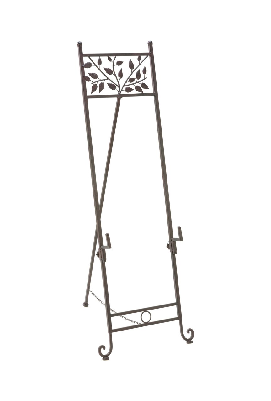 Tripar International 56" Brown Floor Standing Easel with Leaf Designs and Swirl Accented legs